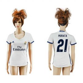 Womens Real Madrid #21 Morata Home Soccer Club Jersey