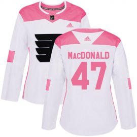 Adidas Philadelphia Flyers #47 Andrew MacDonald White/Pink Authentic Fashion Womens Stitched NHL Jersey