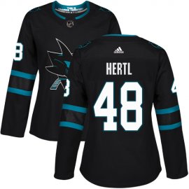 Adidas San Jose Sharks #48 Tomas Hertl Black Alternate Authentic Womens Stitched NHL Jersey