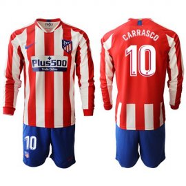 Atletico Madrid #10 Carrasco Home Long Sleeves Soccer Club Jersey