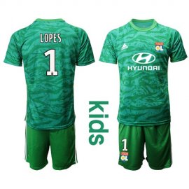 Lyon #1 Lopes Green Goalkeeper Kid Soccer Club Jersey