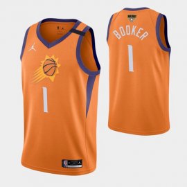 Phoenix Phoenix Suns #1 Devin Booker Mens 2021 NBA Finals Bound Statement Edition NBA Jersey Orange Mens