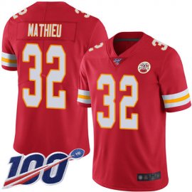 Nike Kansas City Chiefs #32 Tyrann Mathieu Red Team Color Mens Stitched NFL 100th Season Vapor Limited Jersey