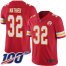Nike Kansas City Chiefs #32 Tyrann Mathieu Red Team Color Mens Stitched NFL 100th Season Vapor Limited Jersey