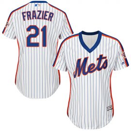New York Mets #21 Todd Frazier White(Blue Strip) Alternate Womens Stitched MLB Jersey