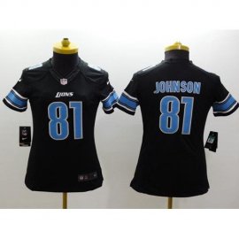 Nike Detroit Lions #81 Calvin Johnson Black Alternate Womens Stitched NFL Limited Jersey
