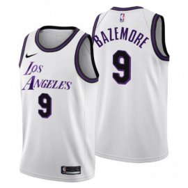 Nike Los Angeles Lakers #9 Kent Bazemore Mens 2022-23 City Edition NBA Jersey – Cherry Blossom White Mens