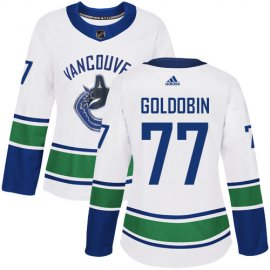 Adidas Vancouver Canucks #77 Nikolay Goldobin White Road Authentic Womens Stitched NHL Jersey
