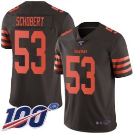 Nike Cleveland Browns #53 Joe Schobert Brown Mens Stitched NFL Limited Rush 100th Season Jersey