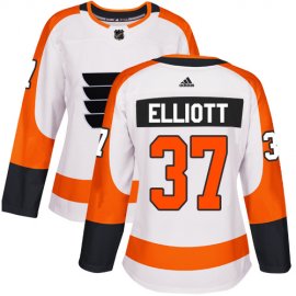 Adidas Philadelphia Flyers #37 Brian Elliott White Road Authentic Womens Stitched NHL Jersey