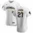Milwaukee Brewers #27 Eric Lauer Mens Nike White Home 2020 Authentic Player MLB Jersey