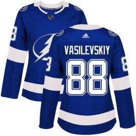 Adidas Tampa Bay Lightning #88 Andrei Vasilevskiy Blue Home Authentic Womens Stitched NHL Jersey