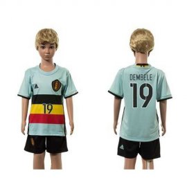 Belgium #19 Dembele Away Kid Soccer Country Jersey