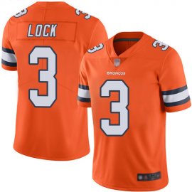 Nike Denver Broncos #3 Drew Lock Orange Mens Stitched NFL Limited Rush Jersey