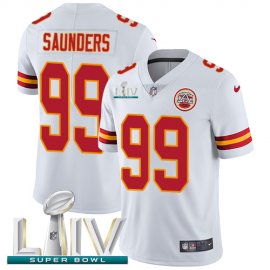 Nike Kansas City Chiefs #99 Khalen Saunders White Super Bowl LIV 2020 Mens Stitched NFL Vapor Untouchable Limited Jersey