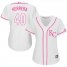 Kansas City Royals #40 Kelvin Herrera White/Pink Fashion Womens Stitched MLB Jersey