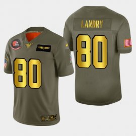 Nike Cleveland Browns #80 Jarvis Landry Mens Olive Gold 2019 Salute to Service NFL 100 Limited Jersey