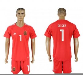Spain #1 DE GEA Red Goalkeeper 2018 FIFA World Cup Soccer Jersey