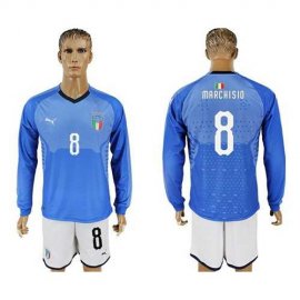 Italy #8 Marchisio Blue Home Long Sleeves Soccer Country Jersey