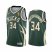 Nike Milwaukee Bucks #34 Giannis Antetokounmpo 2021 NBA Finals Champions Swingman Earned Edition Jersey Green Mens