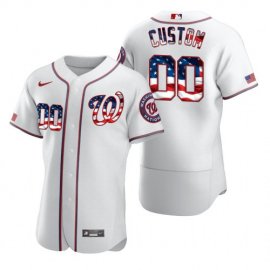 Washington Nationals Custom Mens Nike White Fluttering USA Flag Limited Edition Authentic MLB Jersey
