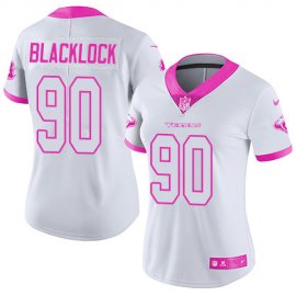 Nike Houston Texans #90 Ross Blacklock White/Pink Womens Stitched NFL Limited Rush Fashion Jersey