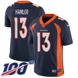 Nike Denver Broncos #13 KJ Hamler Navy Blue Alternate Mens Stitched NFL 100th Season Vapor Untouchable Limited Jersey