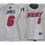 Cheap Women Miami Heat 6# LeBron James White NBA Jerseys
