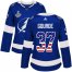 Adidas Tampa Bay Lightning #37 Yanni Gourde Blue Home Authentic USA Flag Womens 2020 Stanley Cup Champions Stitched NHL Jersey