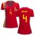 Womens Spain #4 Bartra Red Home Soccer Country Jersey