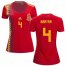 Womens Spain #4 Bartra Red Home Soccer Country Jersey