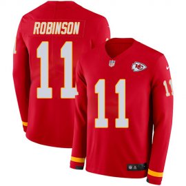Nike Kansas City Chiefs #11 Demarcus Robinson Red Team Color Youth Stitched NFL Limited Therma Long Sleeve Jersey