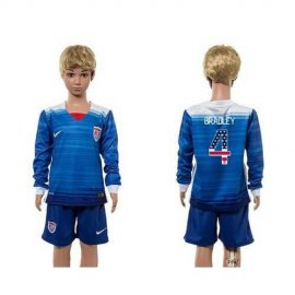 USA #4 Bradley Independence Day Away Long Sleeves Kid Soccer Country Jersey