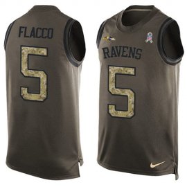 Nike Baltimore Ravens #5 Joe Flacco Green Mens Stitched NFL Limited Salute To Service Tank Top Jersey