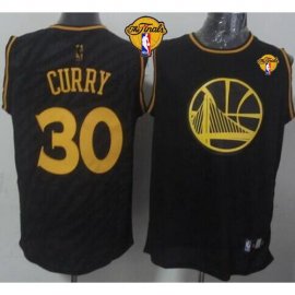 Warriors #30 Stephen Curry Black Precious Metals Fashion The Finals Patch Stitched NBA Jersey