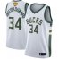 Nike Milwaukee Bucks #34 Giannis Antetokounmpo Mens 2021 NBA Finals Bound Swingman Association Edition Jersey White Mens