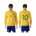 Brazil #10 Pele Home Long Sleeves Soccer Country Jersey