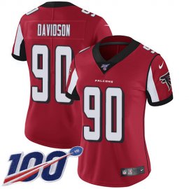 Nike Atlanta Falcons #90 Marlon Davidson Red Team Color Womens Stitched NFL 100th Season Vapor Untouchable Limited Jersey