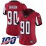 Nike Atlanta Falcons #90 Marlon Davidson Red Team Color Womens Stitched NFL 100th Season Vapor Untouchable Limited Jersey