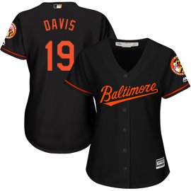 Baltimore Orioles #19 Chris Davis Black Alternate Womens Stitched MLB Jersey
