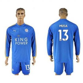 Leicester City #13 Musa Home Long Sleeves Soccer Club Jersey