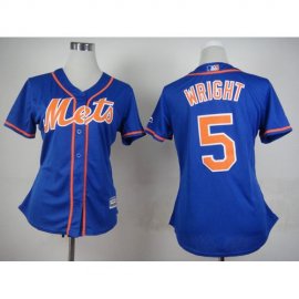 New York Mets #5 David Wright Blue Alternate Womens Stitched MLB Jersey
