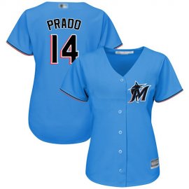 Miami Marlins #14 Martin Prado Blue Alternate Womens Stitched MLB Jersey