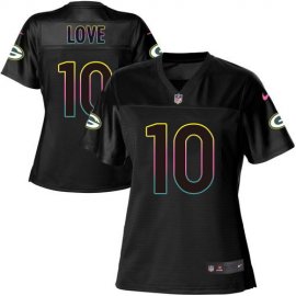 Nike Green Bay Packers #10 Jordan Love Black Womens NFL Fashion Game Jersey