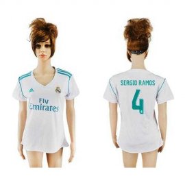 Womens Real Madrid #4 Sergio Ramos Home Soccer Club Jersey