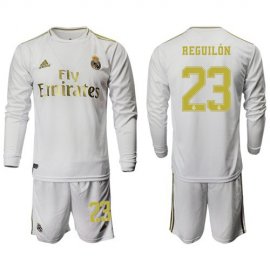 Real Madrid #23 Reguilon White Home Long Sleeves Soccer Club Jersey
