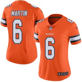 Nike Denver Broncos #6 Sam Martin Orange Womens Stitched NFL Limited Rush Jersey