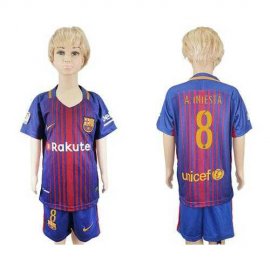 Barcelona #8 A.Iniesta Home Kid Soccer Club Jersey