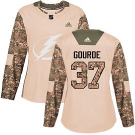 Adidas Tampa Bay Lightning #37 Yanni Gourde Camo Authentic 2017 Veterans Day Womens Stitched NHL Jersey