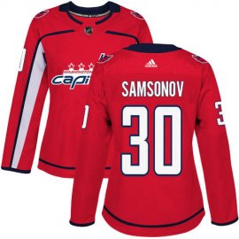 Adidas Washington Capitals #30 Ilya Samsonov Red Home Authentic Womens Stitched NHL Jersey